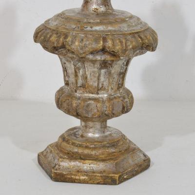 Couple of 18th Century Italian Neoclassical Silvered Wooden Candlesticks