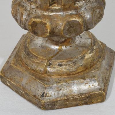 Couple of 18th Century Italian Neoclassical Silvered Wooden Candlesticks