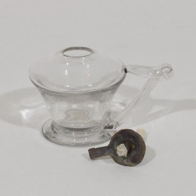 Couple of 19th Century French Glass Weaver Oil Lamps