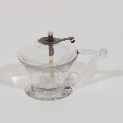 Couple of 19th Century French Glass Weaver Oil Lamps