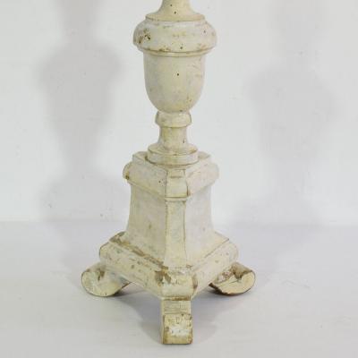 Couple of 19th Century Italian Carved Wooden Candleholders in Neoclassical Style