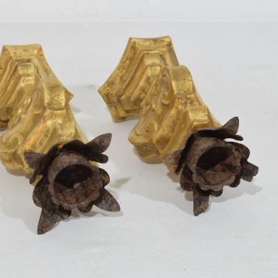 Couple of Small Late 18th Century Italian Neoclassical Giltwood Candleholders