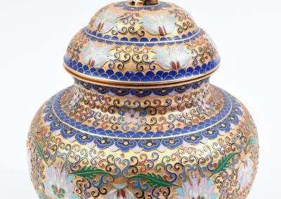 Covered Decorative Cloisonne Urn Piece 