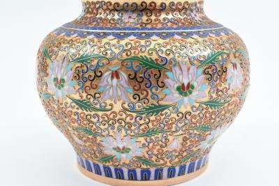 Covered Decorative Cloisonne Urn Piece 