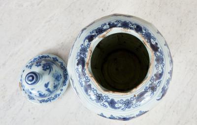 Covered Delft Jar