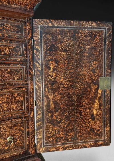 Coxed and Woster George I Burr Maple Secretaire Chest and Cabinet