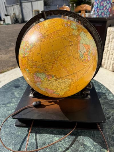 Crams Illuminated Globe on Wood Stand