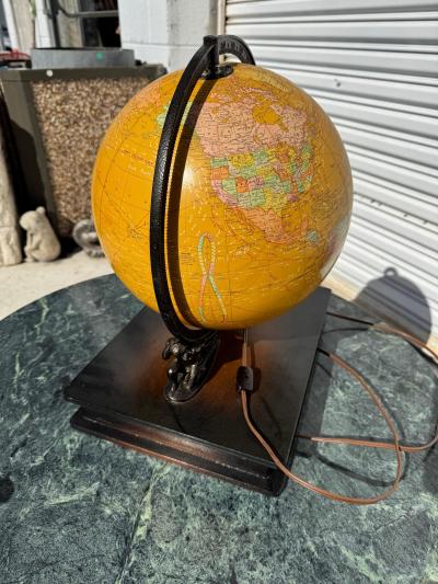 Crams Illuminated Globe on Wood Stand