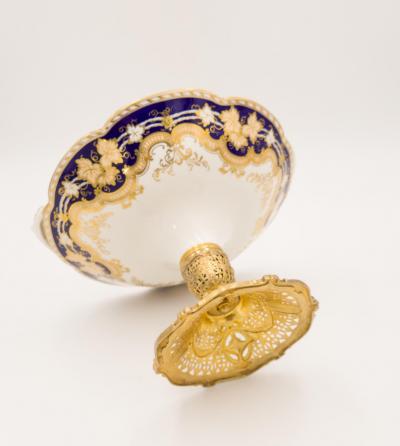 Crca 1830 Regency Porcelain Pastry or Fruit Stand on Later Gilt Pedestal