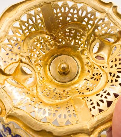 Crca 1830 Regency Porcelain Pastry or Fruit Stand on Later Gilt Pedestal