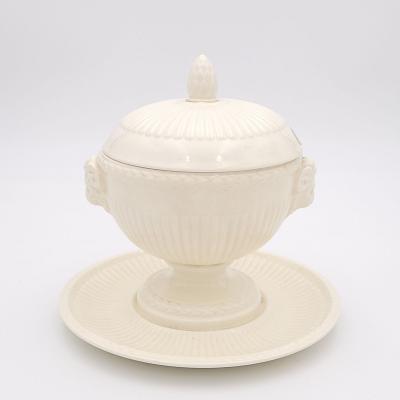 Creamware Sauce Tureen on Stand England circa 1950