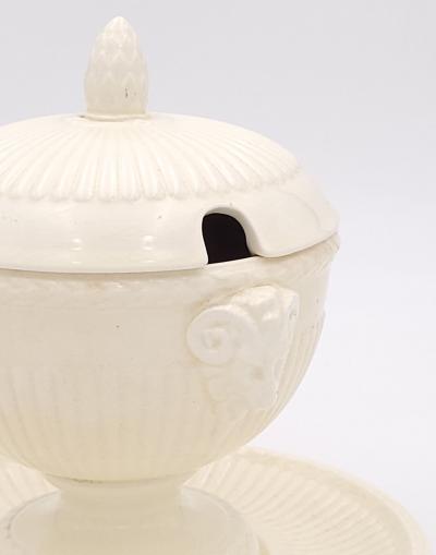 Creamware Sauce Tureen on Stand England circa 1950