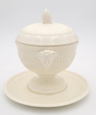 Creamware Sauce Tureen on Stand England circa 1950