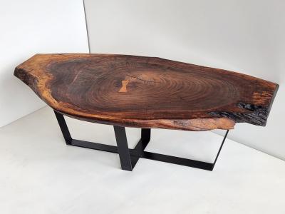 Creation Therrier Black Walnut Wood Slab Coffee Table