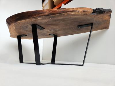 Creation Therrier Black Walnut Wood Slab Coffee Table