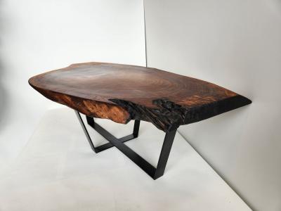 Creation Therrier Black Walnut Wood Slab Coffee Table