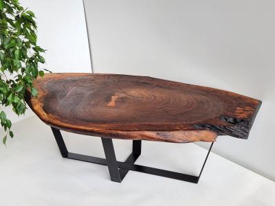 Creation Therrier Black Walnut Wood Slab Coffee Table