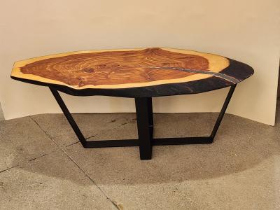 Creation Therrier Live Edge Red Cedar Wood Slab Coffee Table