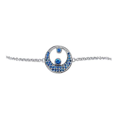 Crescent Moon and Star Diamond Bracelet in 18k White Gold