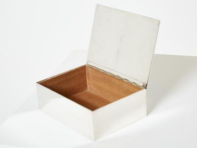 Crevillen Paris silvered and enameled blue ceramic Jewellery Box 1970