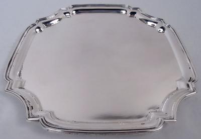 Crichton Brothers English Georgian Sterling Silver Square Cartouche Tray 1933