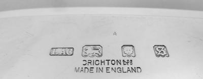 Crichton Brothers English Georgian Sterling Silver Square Cartouche Tray 1933