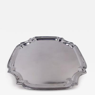 Crichton Brothers English Georgian Sterling Silver Square Cartouche Tray 1933
