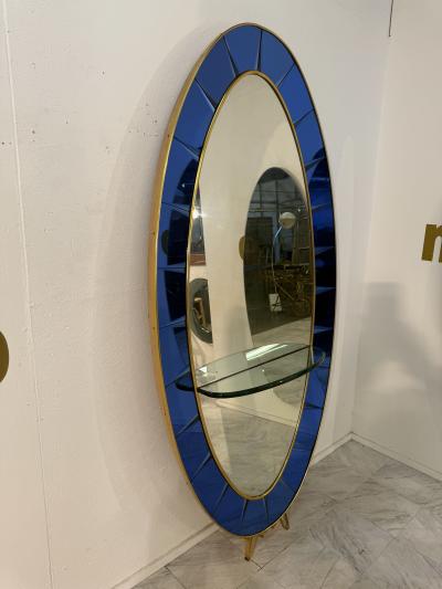 Cristal Art Oval Floor Mirror With Shelf Italy 1960