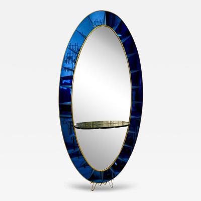 Cristal Art Oval Floor Mirror With Shelf Italy 1960