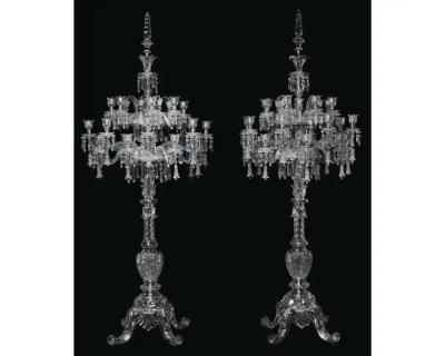 Cristalleries De Baccarat a Large Pair of French Cut Crystal Tsarine Torcheres
