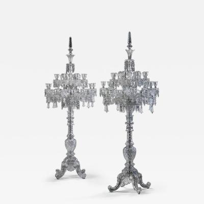 Cristalleries De Baccarat a Large Pair of French Cut Crystal Tsarine Torcheres