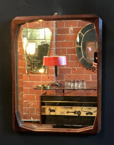 Cristallux Cesana C Cristallux Italian Sculptural Teak Wall Mirror Cesana C 1950s