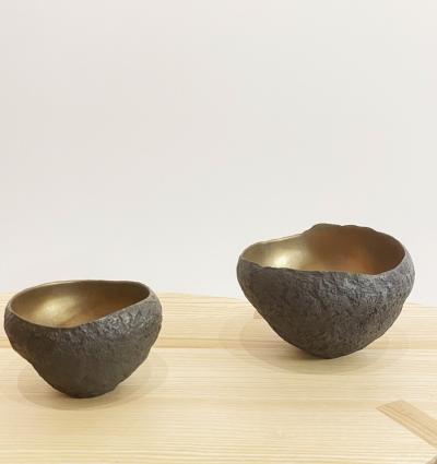 Cristina Salusti 2 ceramic bowls with bronze glaze 2023