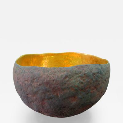 Cristina Salusti Round Ceramic and Gold Bowl by Cristina Salusti