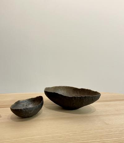 Cristina Salusti Set of two unique gold rimmed ceramics