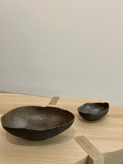Cristina Salusti Set of two unique gold rimmed ceramics
