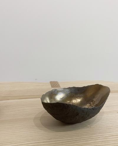 Cristina Salusti Small vessel with textured bronze glaze 2023