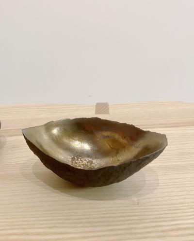 Cristina Salusti Small vessel with textured bronze glaze 2023