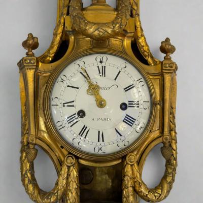 Cronier Paris Louis XVI Period Gilt Bronze Wall Clock France circa 1790