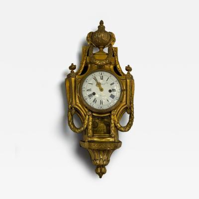 Cronier Paris Louis XVI Period Gilt Bronze Wall Clock France circa 1790