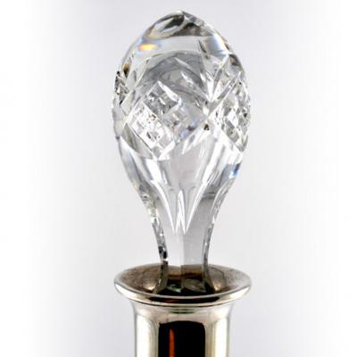 Crystal Decanter Emerald to Clear Brilliant Cut Sterling Neck