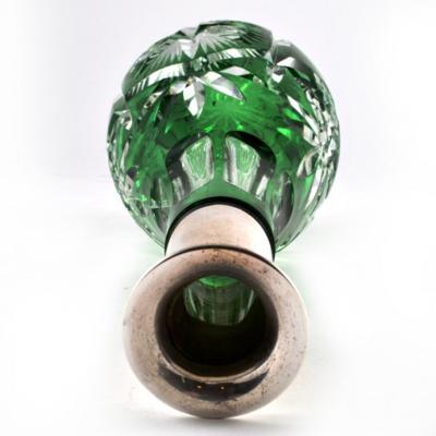 Crystal Decanter Emerald to Clear Brilliant Cut Sterling Neck