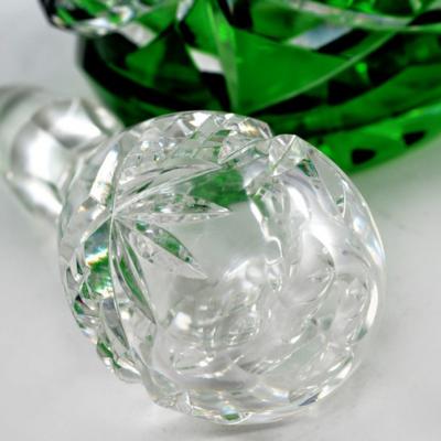 Crystal Decanter Emerald to Clear Brilliant Cut Sterling Neck