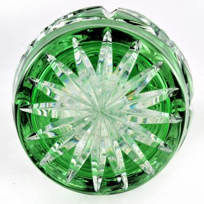 Crystal Decanter Emerald to Clear Brilliant Cut Sterling Neck