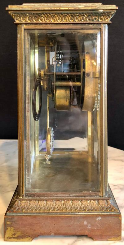 Crystal Face and Pendulum Clock Made by Ansonia Clock of New York