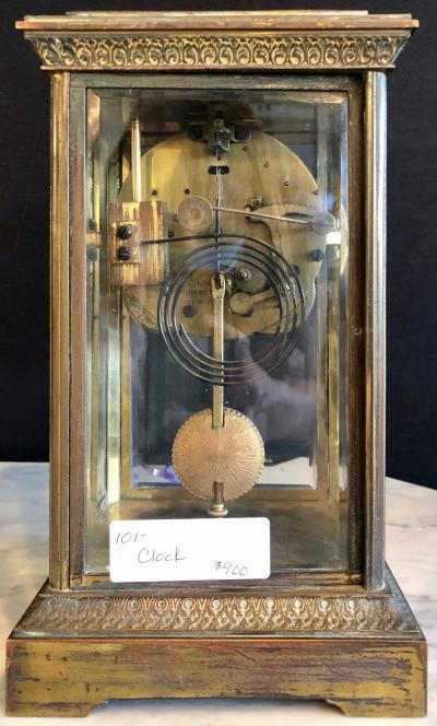 Crystal Face and Pendulum Clock Made by Ansonia Clock of New York