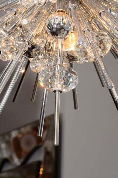 Crystal Sputnik Chandelier with Nickel Telescopes