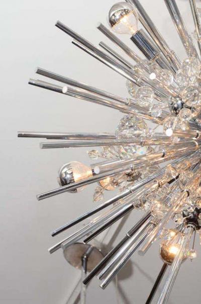 Crystal Sputnik Chandelier with Nickel Telescopes