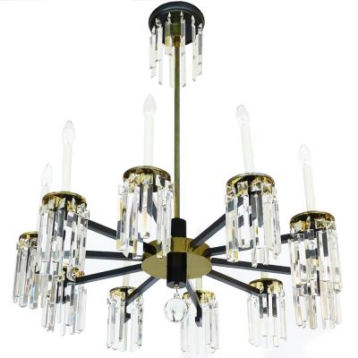 Crystal and Brass Regency Moderne Chandelier