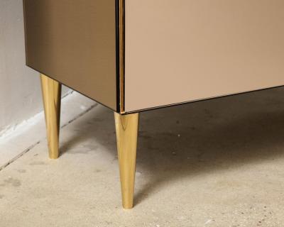 Crystal and Bronze Mirrored Tall Cabinet or Dry Bar with Brass Legs Italy